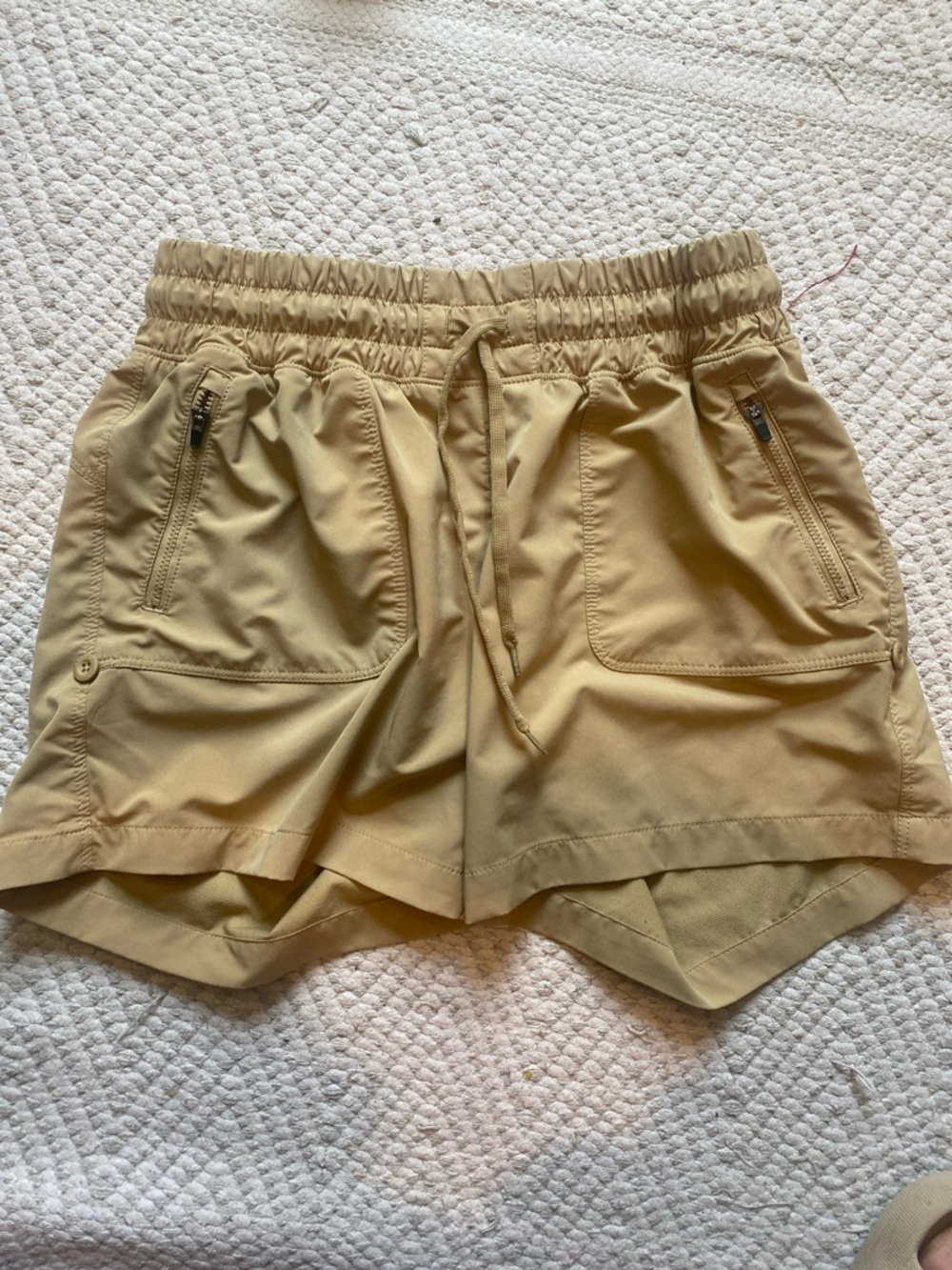 Ascend Khaki Layered Athletic Shorts with Zipper Pockets